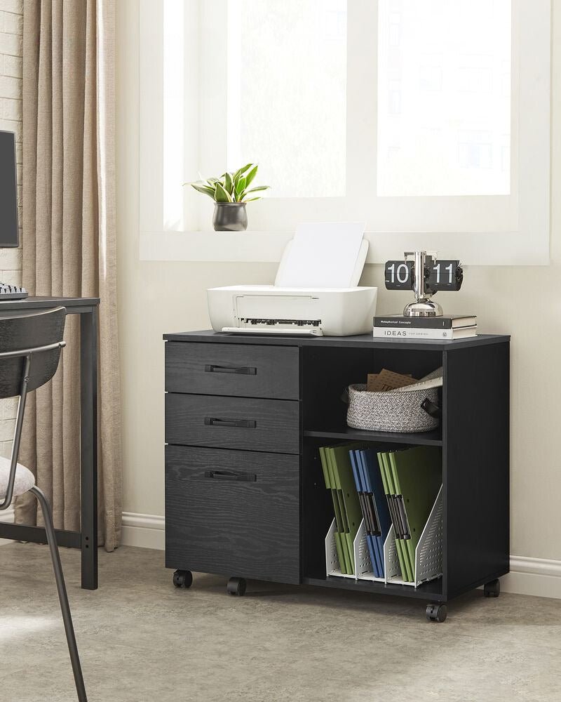 Nancy's Auronzo Filing Cabinet - Office Cabinet - Chest of Drawers - On Wheels - Black - 40 x 60 x 65 cm