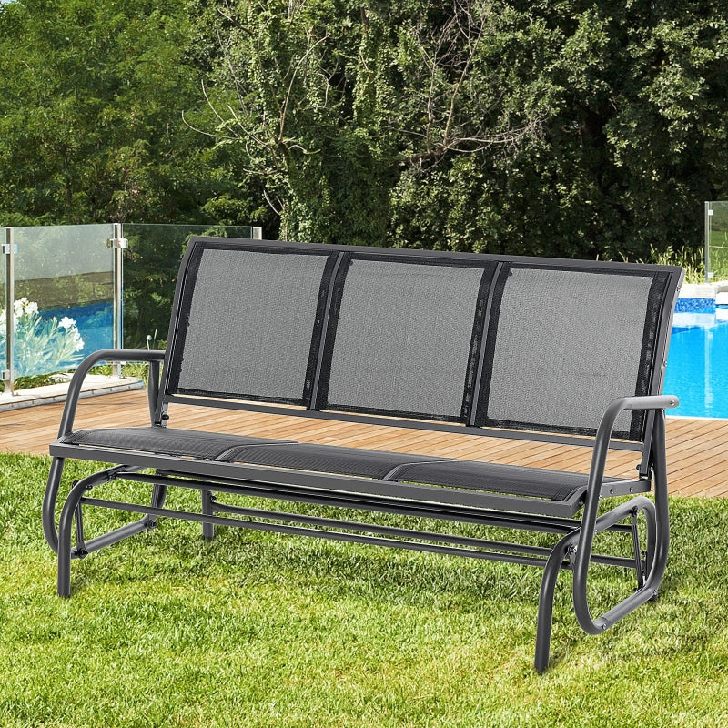 Nancy's Centerville Swing Bench - Banc de jardin 3 places - Banc de parc - Métal - Noir - 151 x 75 x 85 cm