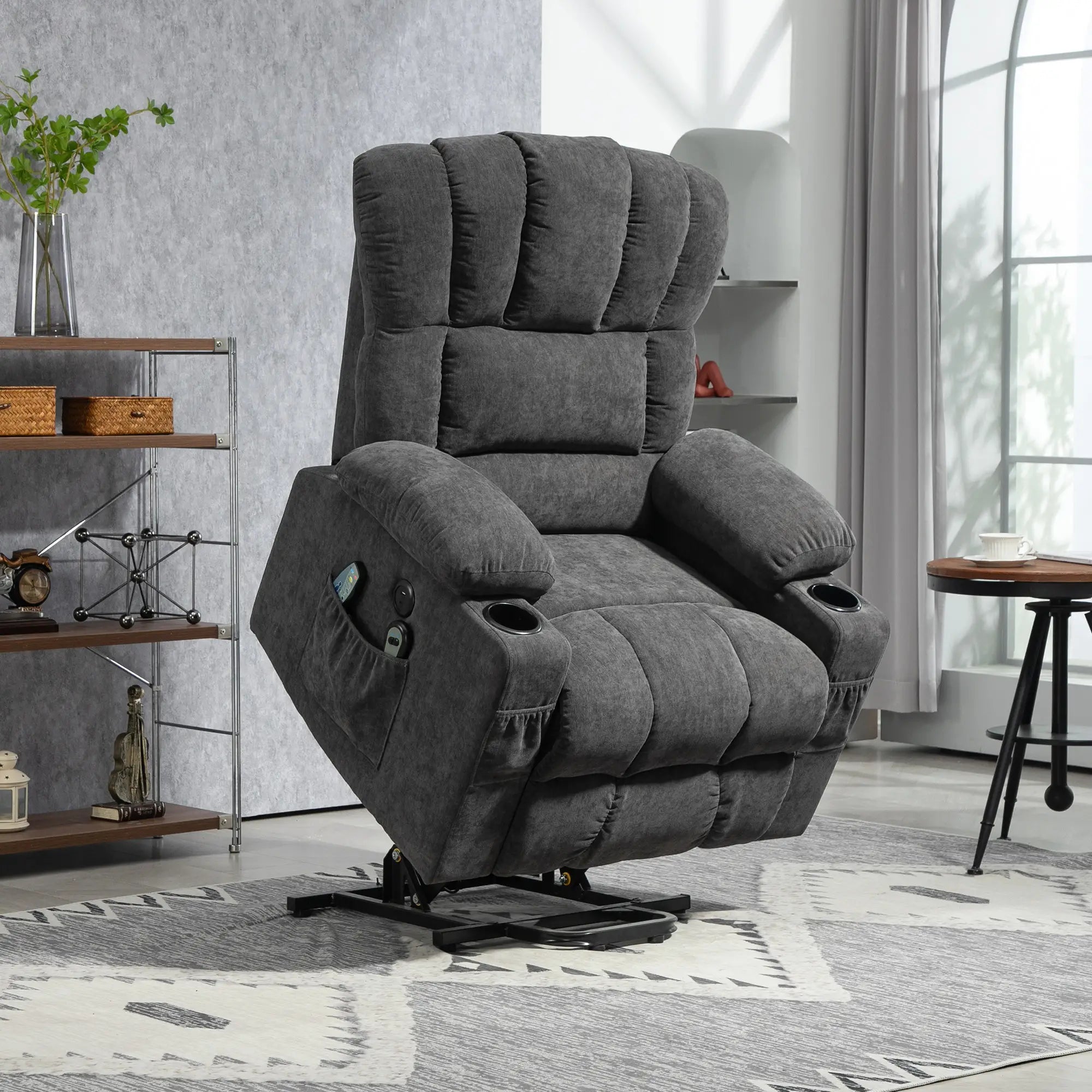 Nancy's Aldeias Sta op stoel - Opsta stoel - Fauteuil - Massagestoel - Donkergrijs - Stof