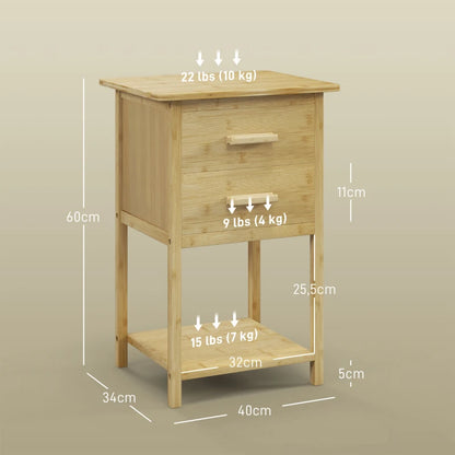 Nancy's Vidago Nachtkastjes - Set van 2 - Bijzettafeltjes - Bamboe - ± 40 x 35 x 60 cm 