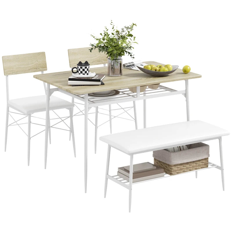 Nancy's Alhoes Eetkamertafel Set - Tafel Set - Eettafel Set - Eiken / Wit 