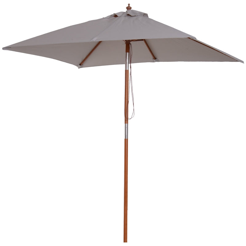 Nancy's Arvin Parasol - Tuinparasol - Zonwering - Opvouwbaar - 3 Niveaus - Hout - Polyester - Grijs- 200 x 150 cm