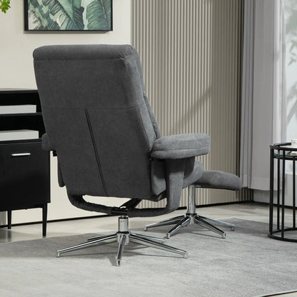 Nancy's Cova Relaxfauteuil met Voetenbank - Relaxstoel - Fauteuil - Loungestoel - Donkergrijs - Fluweel