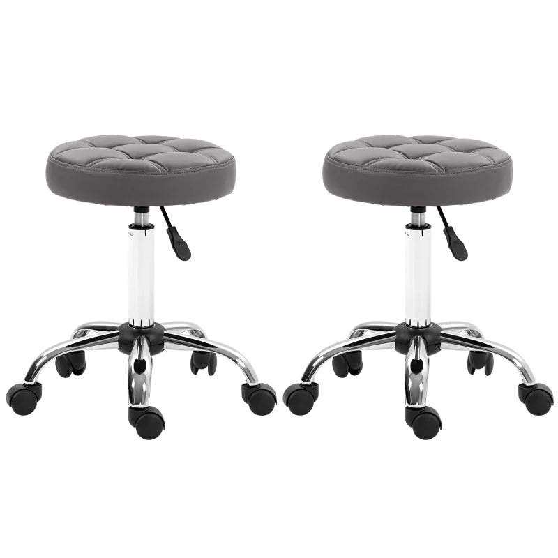 Nancy's Auditore Work Stools - Salon Stools - Set of 2 - Adjustable - Swivel - Gray - Faux Leather