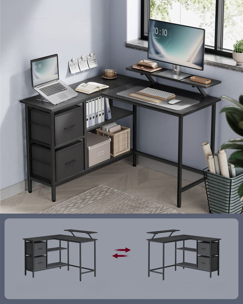 Nancy's Arvier Hoekbureau - Computertafel - Laptoptafel - Bureau - Zwart - ± 105 x 115 x 90 cm