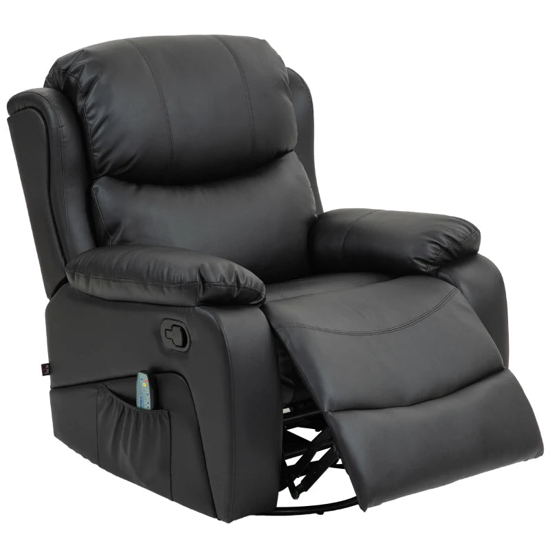 Nancy's Nespereira Massagestoel - Relaxfauteuil - Relaxstoel - Verwarmingsfunctie - Verstelbare Rugleuning - Draaibaar - Zwart - Kunstleer