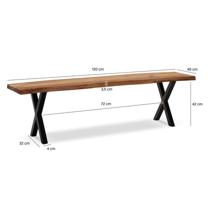 Banc de salle à manger Lourasa de Nancy - Banc de table à manger - Banc de cuisine - Banc de salle à manger - Bois d'acacia - 120 cm