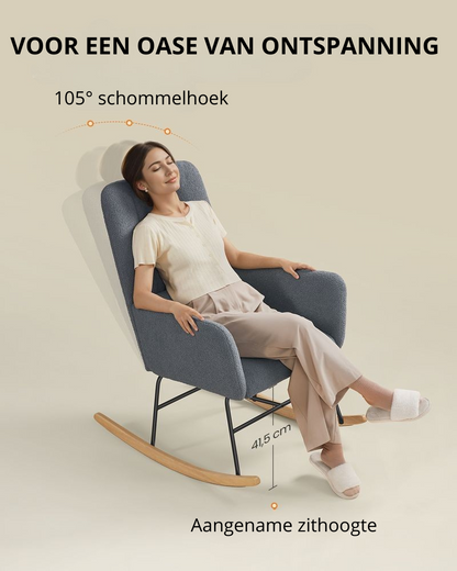 Nancy's Romarigães Schommelstoel - Loungestoel - Relaxstoel - Grijs - Fleece