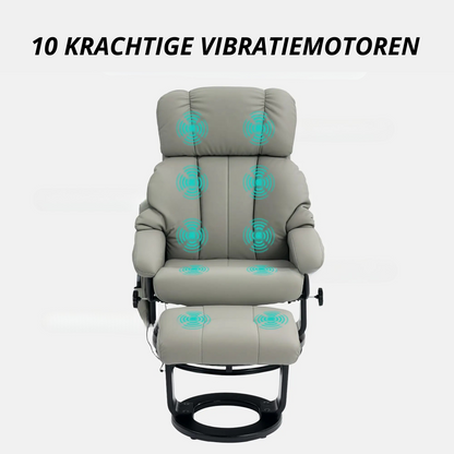 Nancy's Carreiras Massagestoel met Hocker - Relaxfauteuil - Relaxstoel - Ergonomisch - Verstelbaar - Grijs - Kunstleer