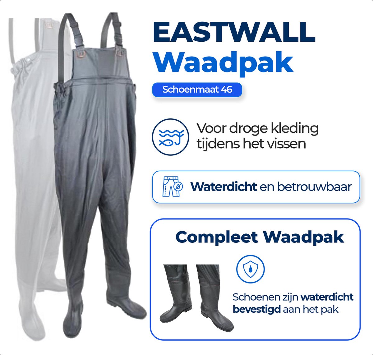 EASTWALL Waadpak maat 46 Antraciet