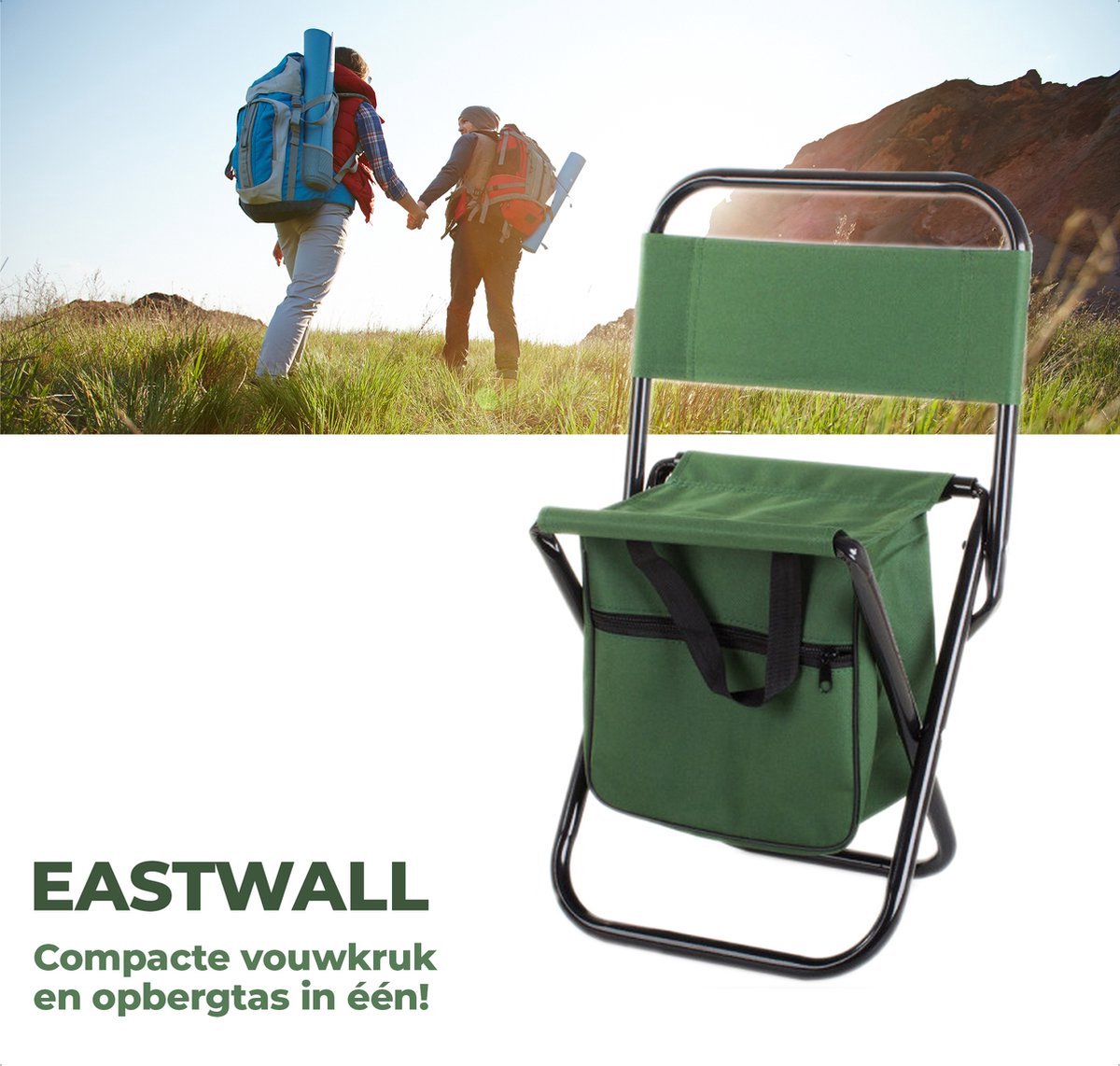 EASTWALL Opvouwbaar viskrukje Groen