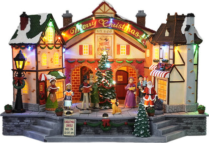 Kristmar Christmas village with rotating Christmas tree and illuminated houses