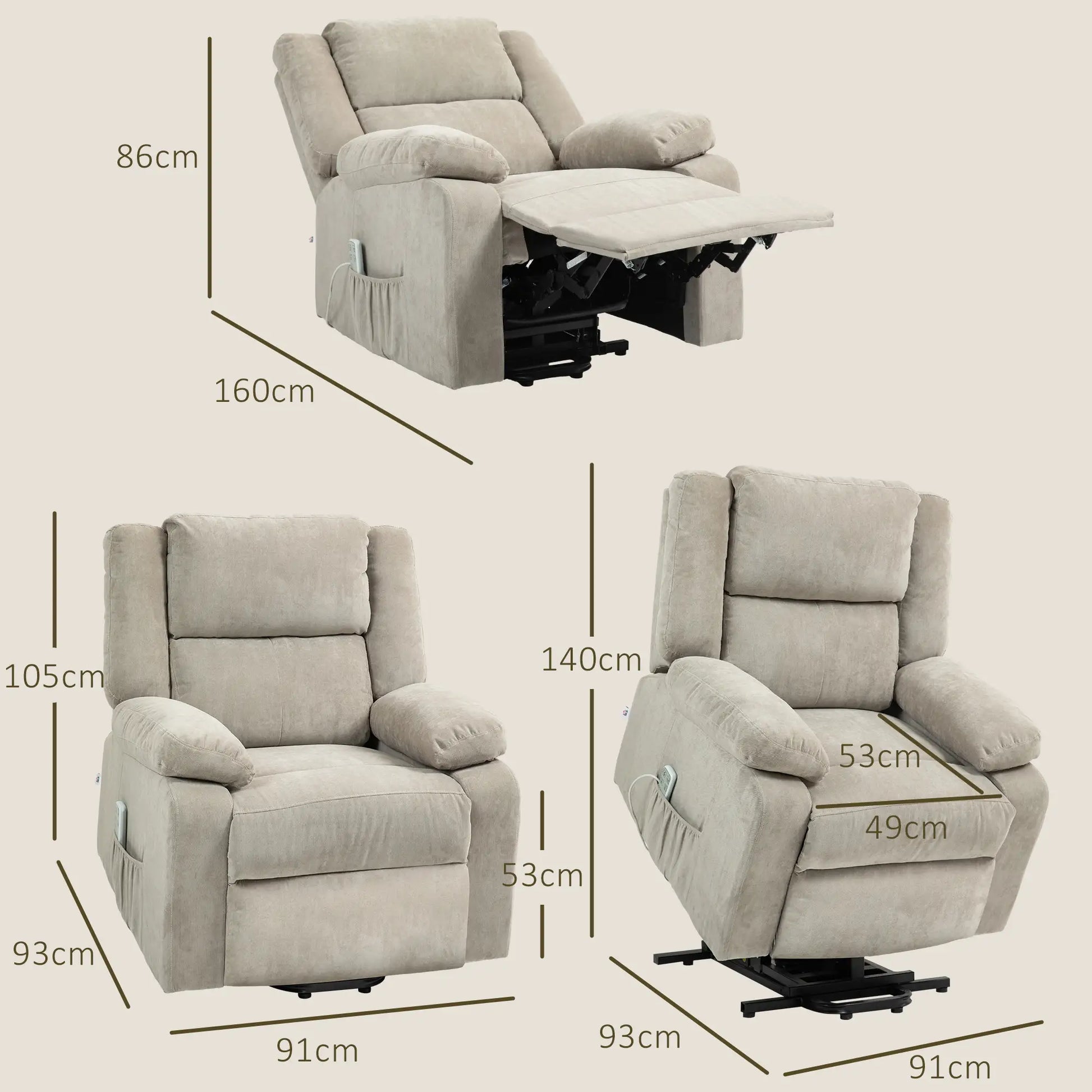 Nancy's Salgueiro Sta op stoel - Opsta stoel - Seniorenstoel - Relaxfauteuil - Grijs - Pluche