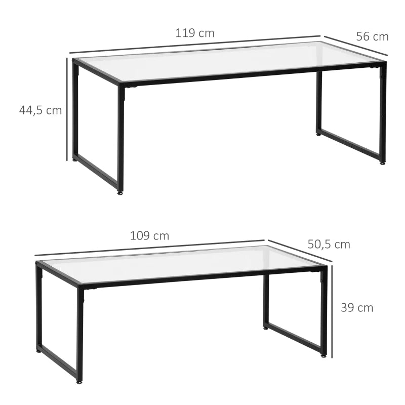 Nancy's Togueda Salontafel Set - Moderne Salontafels - Koffietafel - Zwart - Glas / Staal