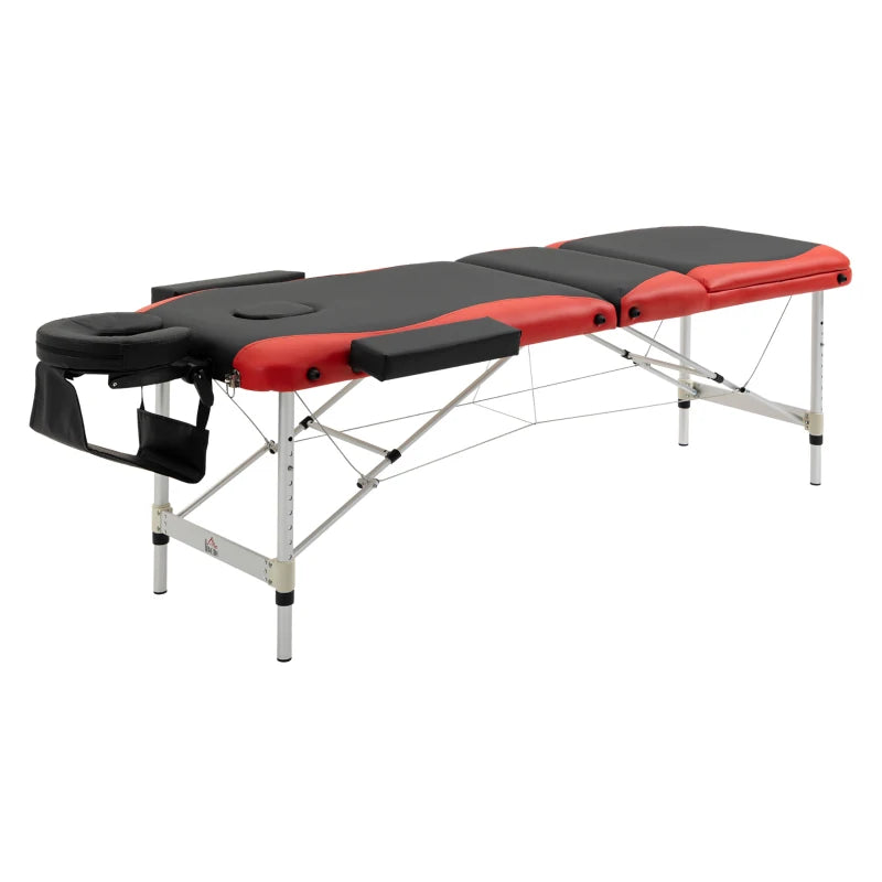 Table de massage Nancy's Alzano - Table de soins - Hauteur réglable - Pliable - Noir / Rouge