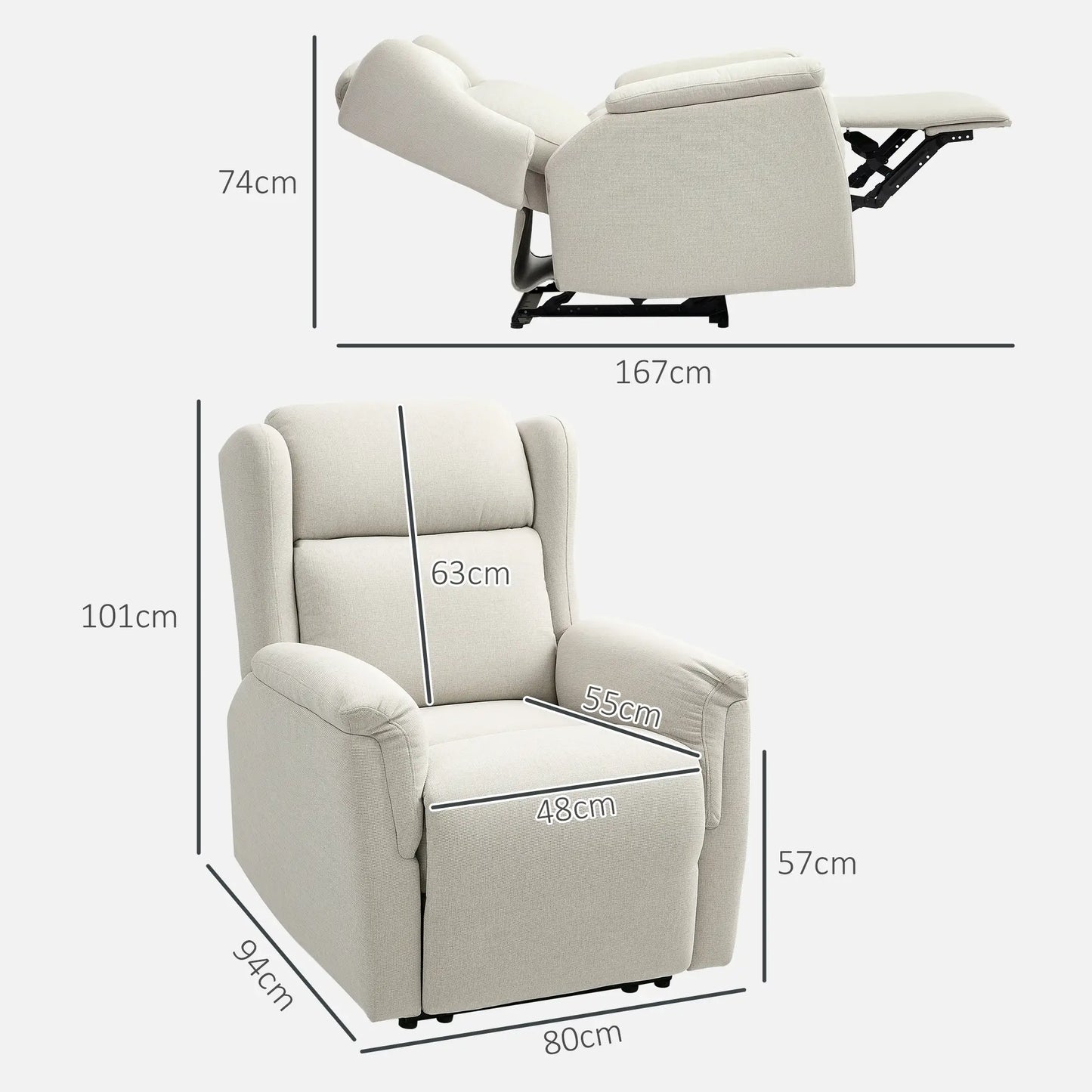 Nancy's Labruja Relaxfauteuil - Loungestoel - Relaxstoel - Verstelbaar - Beige - Katoen / Linnen