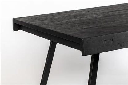 Nancy's Cherry Valley Eettafel - Eetkamertafel - Keukentafel - Zwart - Teak / Staal - ± 160 x 80 x 75 cm