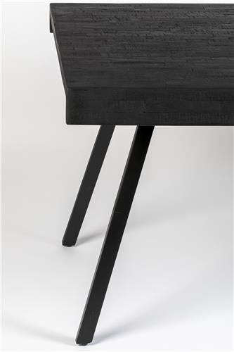 Nancy's West Dundee Tafel - Eettafel - Modern - Zwart - Teak / Staal - 200 x 90 x 76 cm