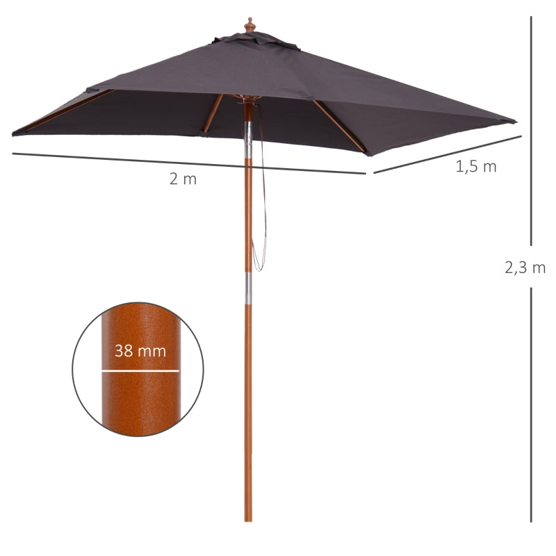 Nancy's Arvin Parasol - Tuinparasol - Zonwering - Opvouwbaar - Donkergrijs - 200 x 150 cm