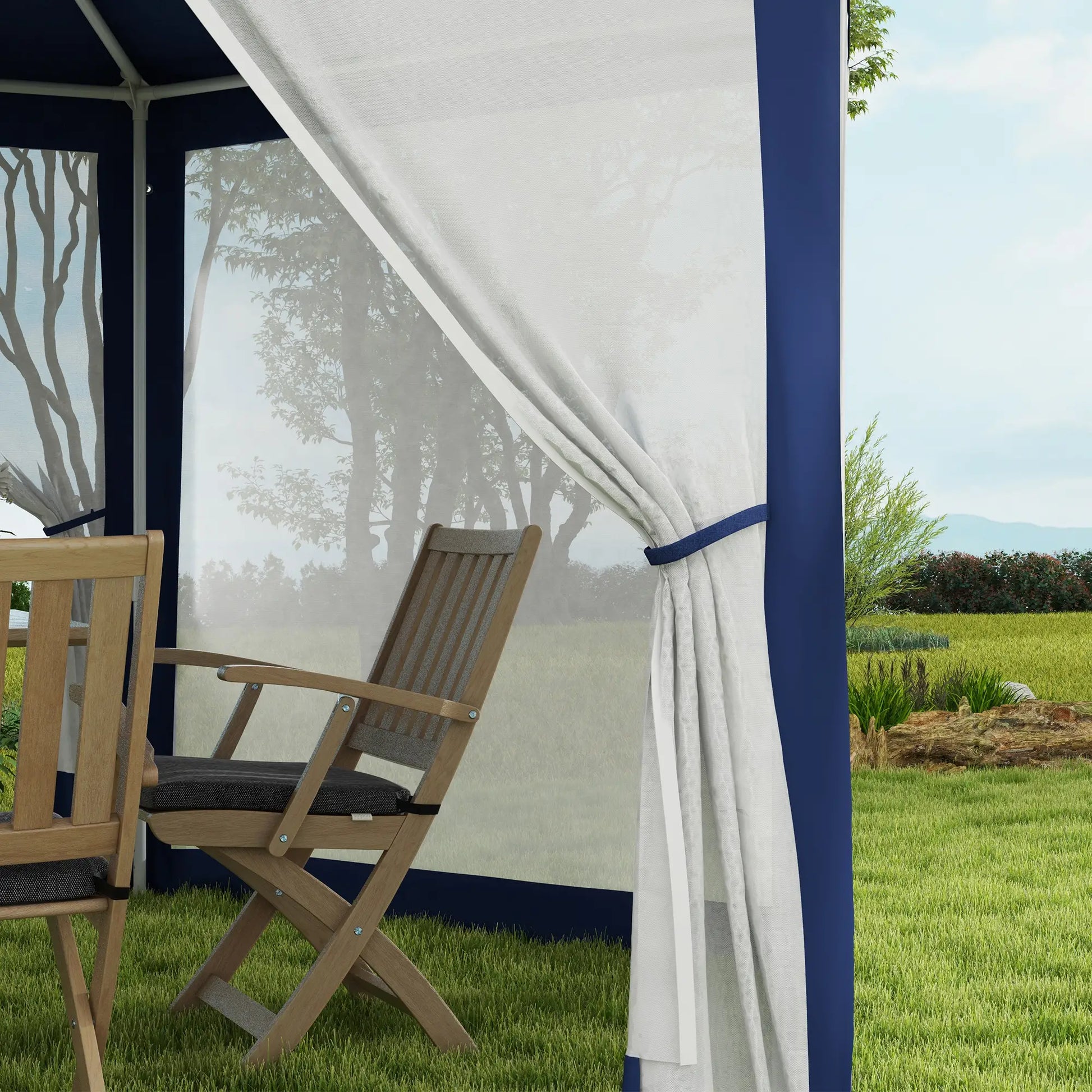 Nancy's Cavriglia Paviljoen - Partytent - Tuinpaviljoen - Blauw - ± 395 x 340 x 250 cm