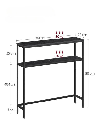 Nancy's Segadaes Sidetabel -  Bijzettafel - Consoletafel - Zwart / Grijs - 80 x 20 x 80 cm