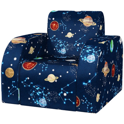 Nancy's Kiddo Kinderstoel - Kinderfauteuil - Kinderbankje - Uitklapbaar - Blauw - Planeten