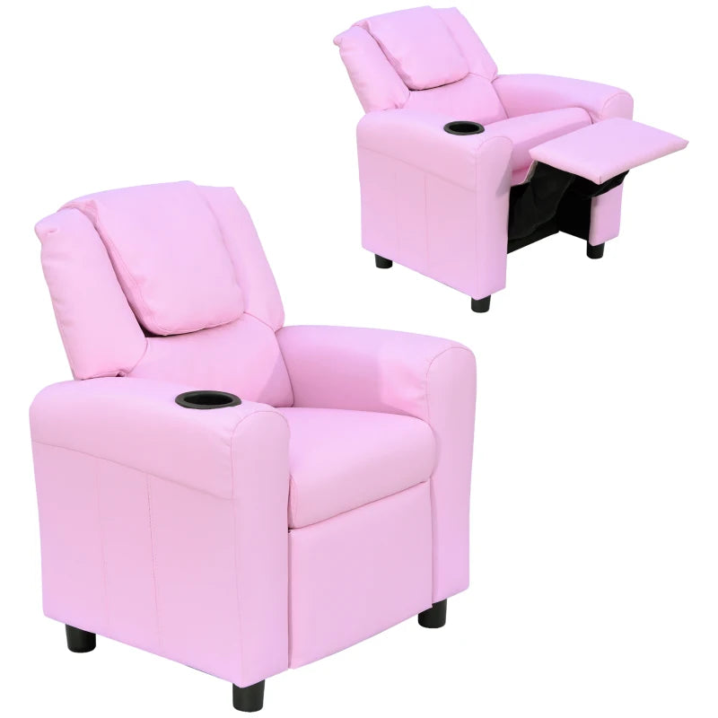 Nancy's Rosa Kinderstoel - Kinderfauteuil - Verstelbare Rugleuning - Roze - Kunstleer