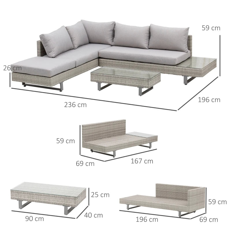 Nancy's Lousa Loungeset - Tuinset - Loungebank - Lounge Set - Grijs