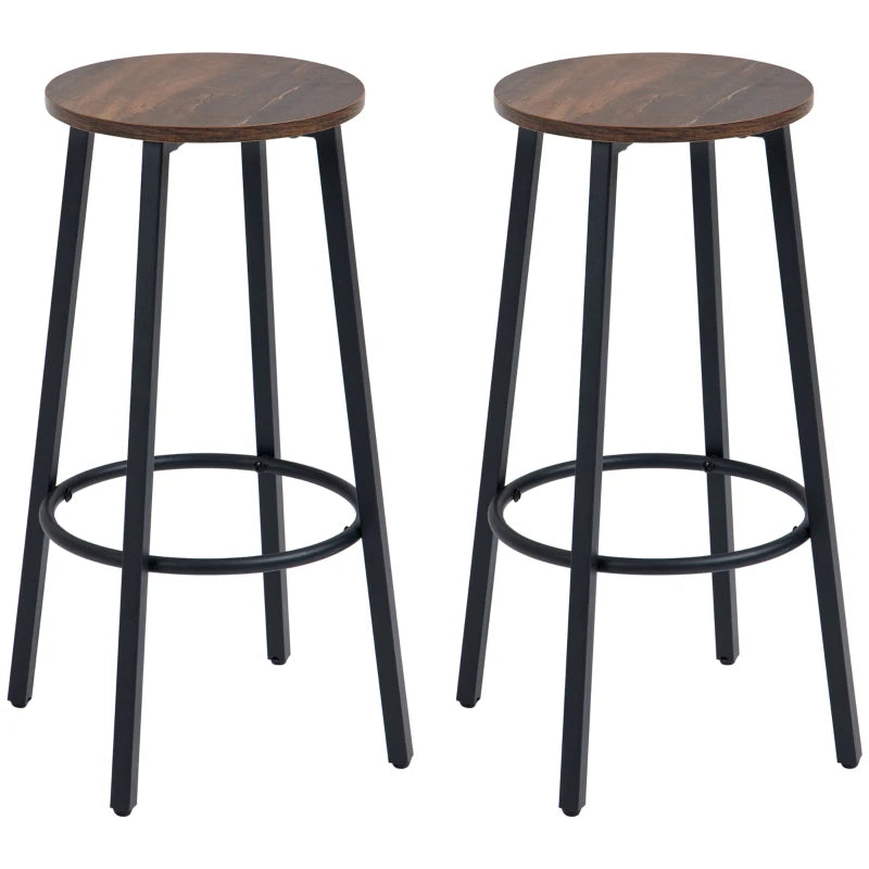 Tabourets de bar Quieira de Nancy - Lot de 2 - Marron / Noir - Ø 42x 65 cm