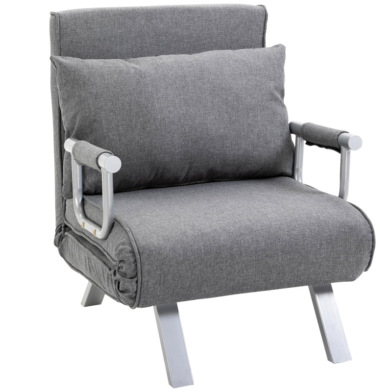 Fauteuil Nancy's Minneola Relax - Lit d'appoint - Chaise longue - 3-en-1 - Chaise Longue - polyester aspect lin - gris - 65 x 69 x 80 cm 