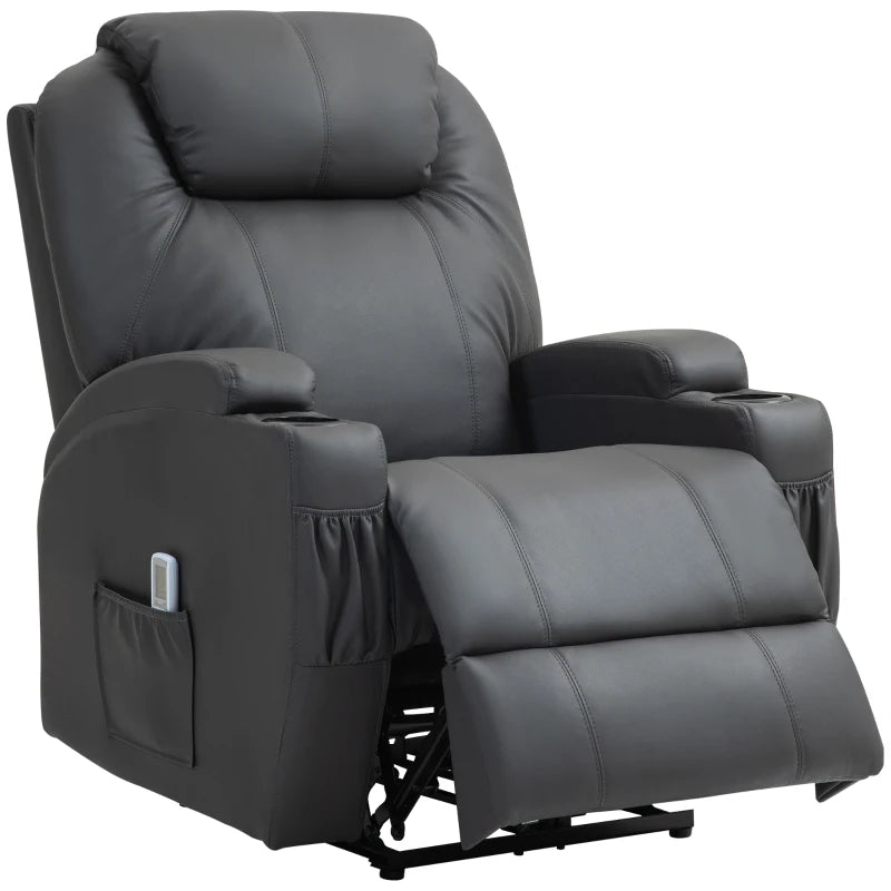 Nancy's Mesao Massage Chair - Relaxing Armchair - Relaxing Chair - Cinema Chair - Adjustable Backrest - Footrest - Gray - Faux Leather