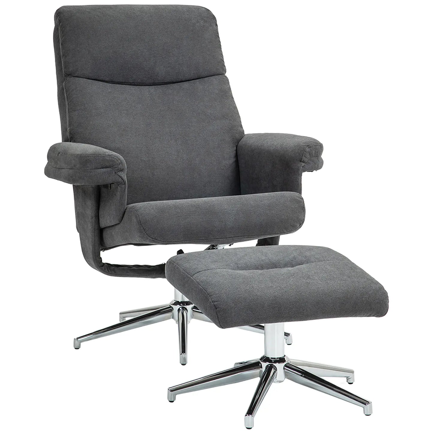 Nancy's Cova Relaxfauteuil met Voetenbank - Relaxstoel - Fauteuil - Loungestoel - Donkergrijs - Fluweel