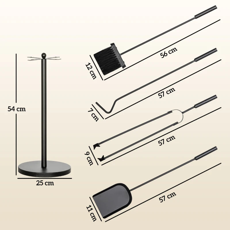 Nancy's Coimbra Openhaardset - Haardgereedschap - Haardset - Zwart - Staal 