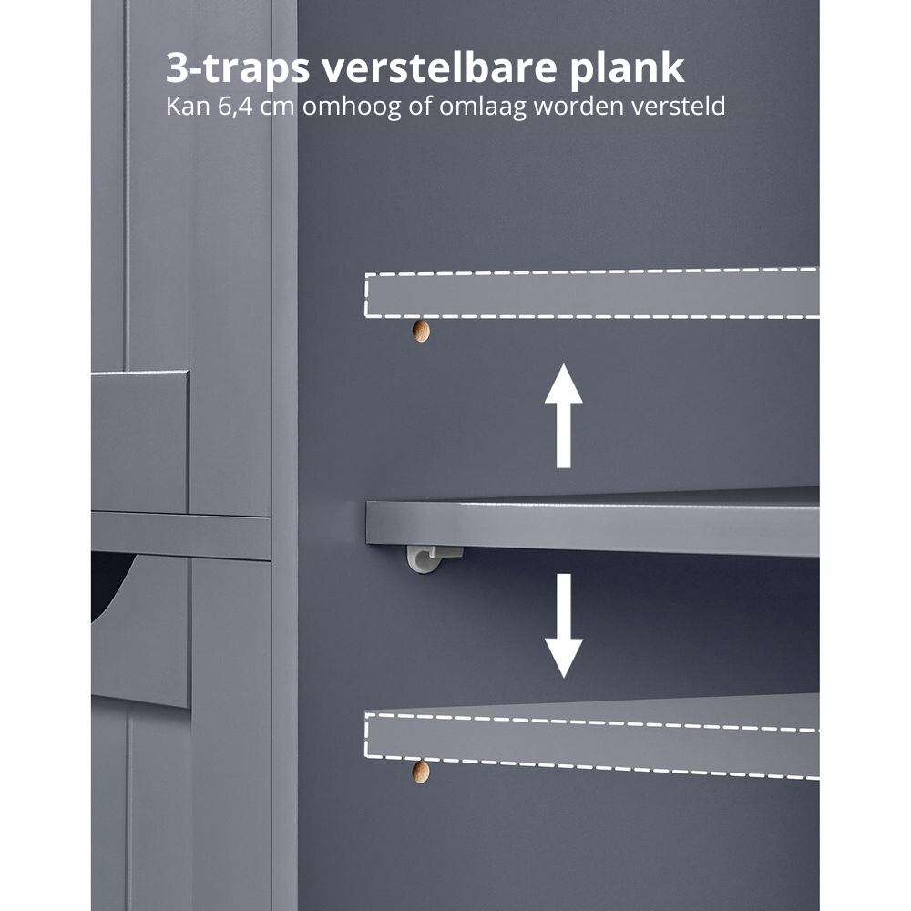 Nancy's Breguardo Badkamerkast - Badkamermeubel - Donkergrijs - ± 55 x 30 x 80 cm