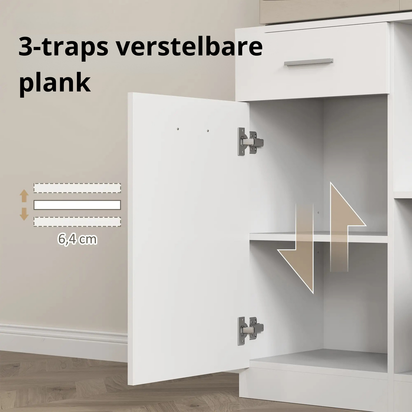 Nancy's Canhas Keukenkastje - Vrijstaande Keukenkast - Opbergkast - Wit - 80 x 35 x 180 cm