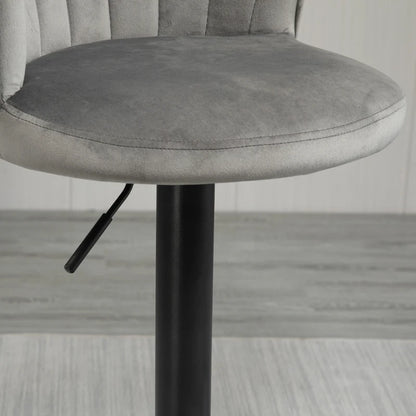 Tabourets de bar Altino de Nancy - Tabouret de cuisine - Lot de 2 - Hauteur réglable - Gris - Velours