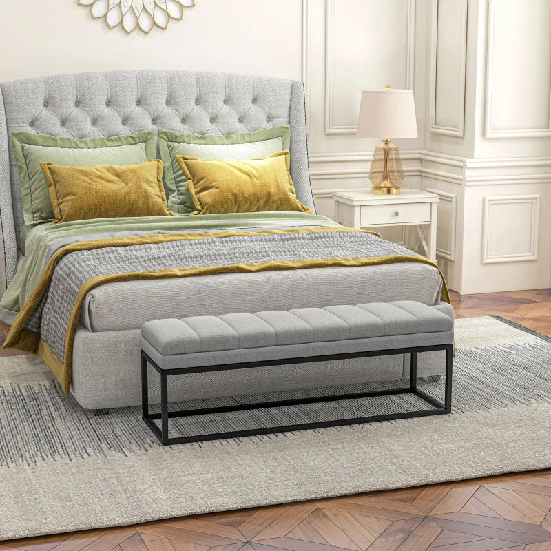 Banc Ardenzano de Nancy - Banc de couloir - Banc - Gris clair - Lin / Acier - ± 120 x 45 x 45 cm