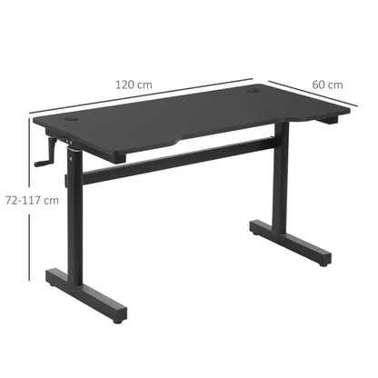 Nancy's Ascoli Verstelbaar Bureau - Zit-Sta Bureau - Handmatig te verstellen - Zwart - ± 120 x 60 x 72-117 cm