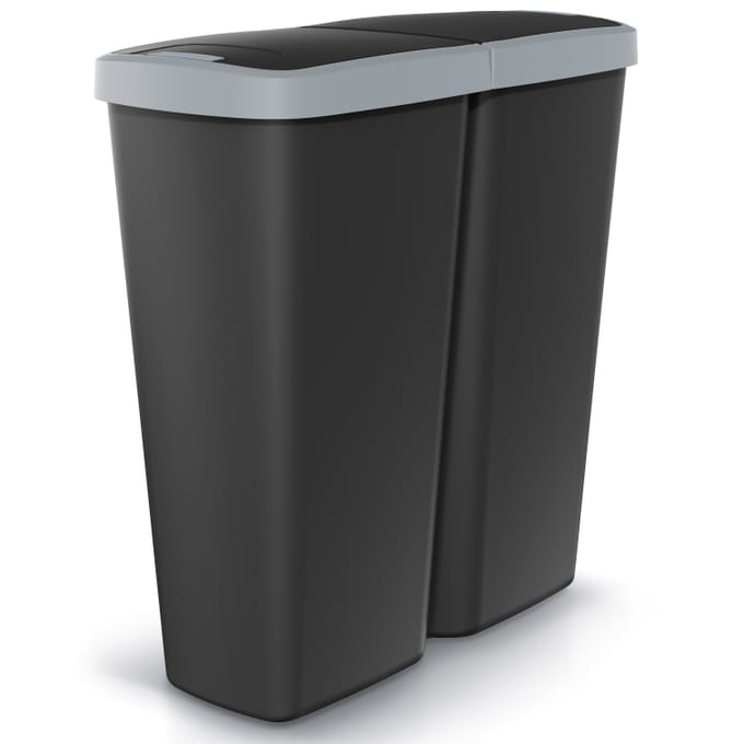 Nancy's Accadia Duo Waste Bin - Garbage Bin - Black / Anthracite - 50 liters