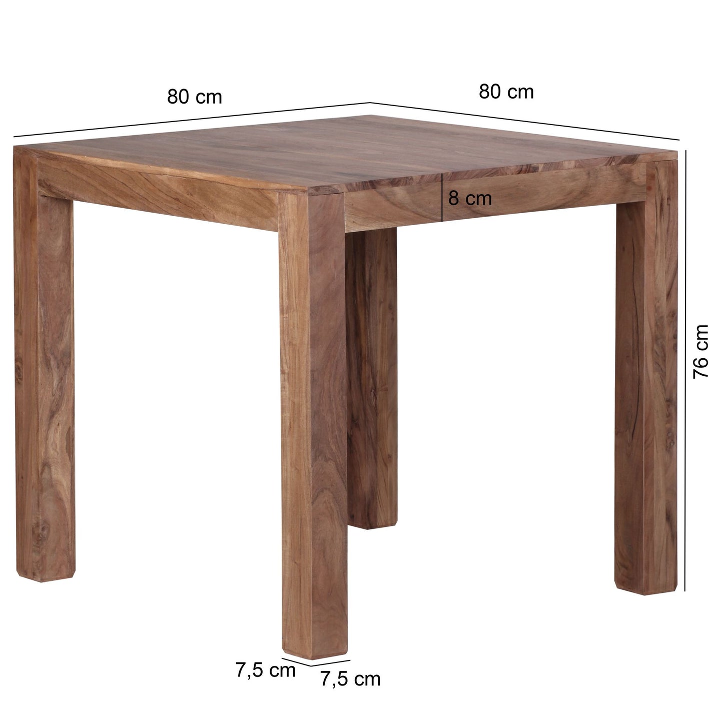 Nancy's Capelins Eettafel Vierkant - Keukentafel - Eetkamertafel - Acaciahout - ± 80 x 80 x 80 cm