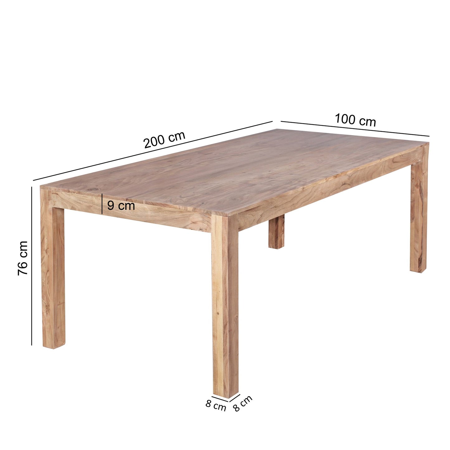 Nancy's Alcobaca Eettafel - Eetkamertafel - Keukentafel - Acaciahout - ± 200 x 100 x 75 cm