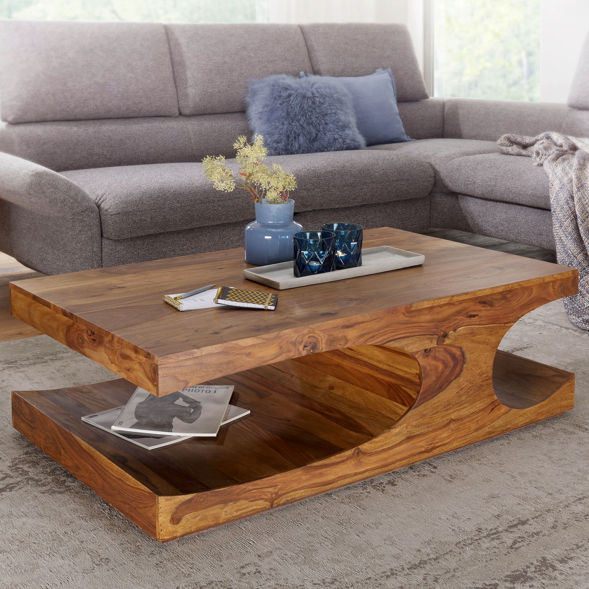 Nancy's Reston Salontafel - Koffietafel - Sheesham Hout - ± 120 x 70 x 40 cm