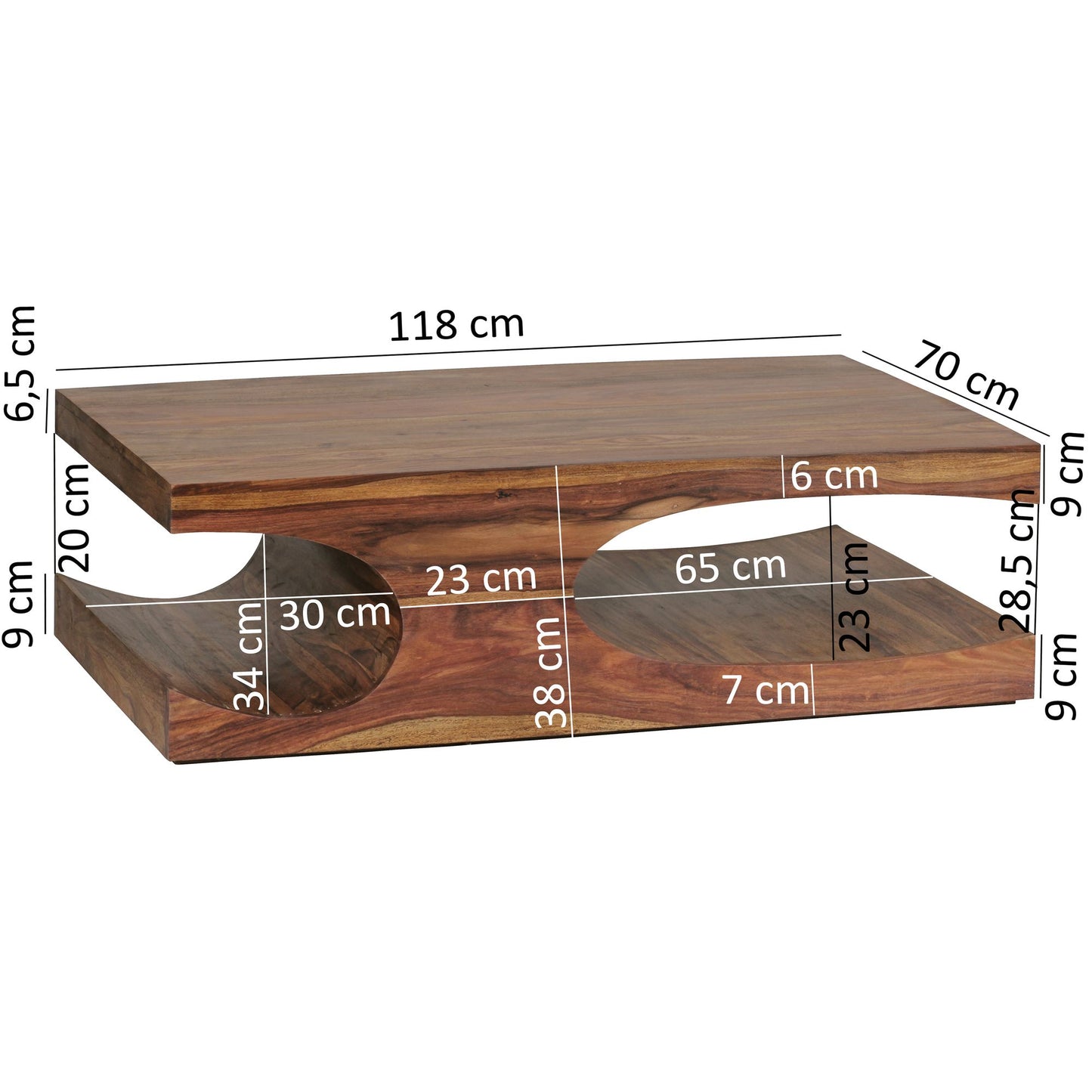 Table basse Reston de Nancy - Table basse - Bois de Sheesham - ± 120 x 70 x 40 cm