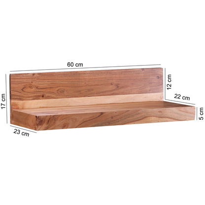 Nancy's Lameiras Wandplank - Wandrek - Zwevende Plank - Massief Acaciahout - ± 60 x 20 x 20 cm