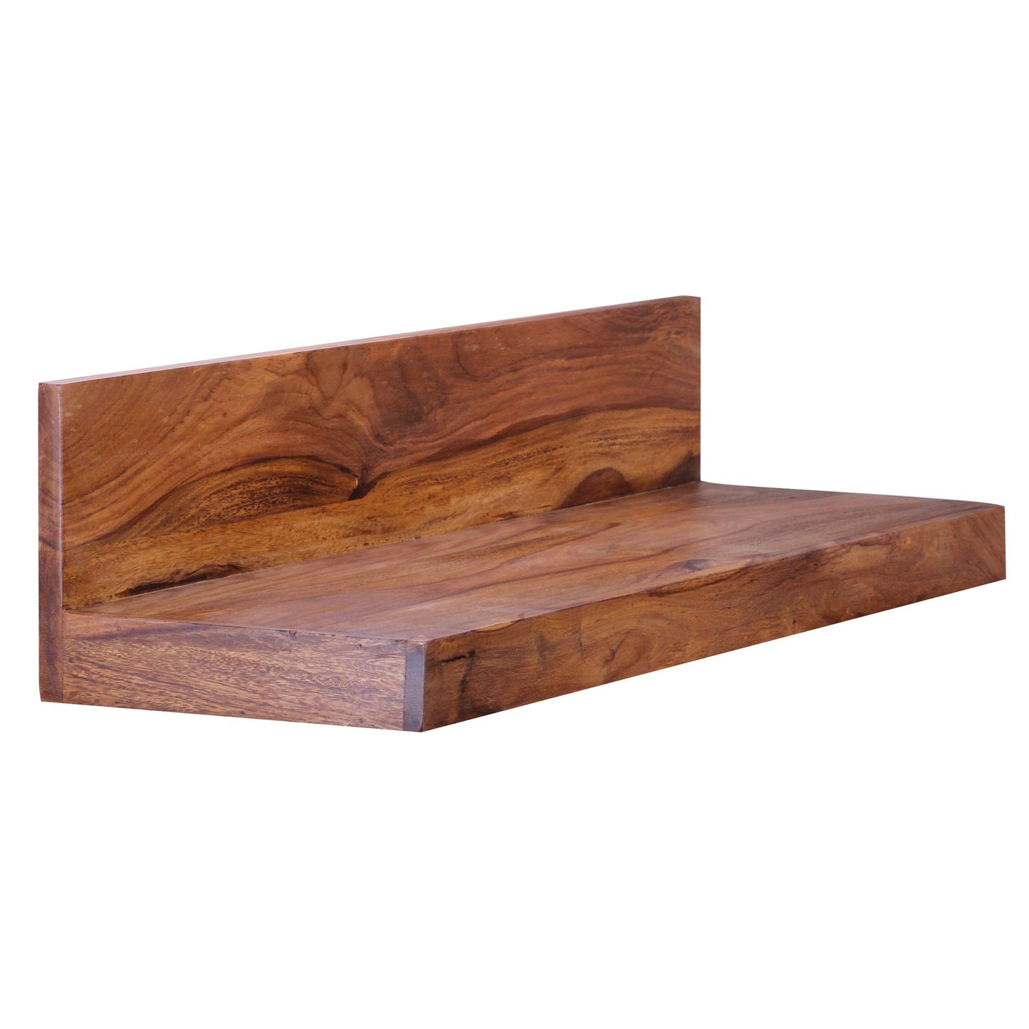 Nancy's Manigoto Wandplank - Wandrek - Zwevende Plank - Massief Sheeshamhout - ± 80 x 20 x 20 cm