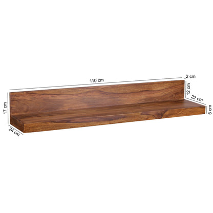 Nancy's Lamegal Wandplank - Wandrek - Zwevende Plank - Massief Sheeshamhout - ± 110 x 20 x 20 cm