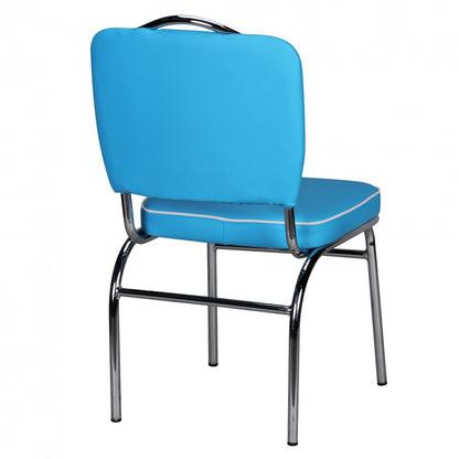 Nancy's Retro Dining Room Chair - American Dining Room Chair - Retro Vintage Design - Blue / White - Faux Leather / Steel