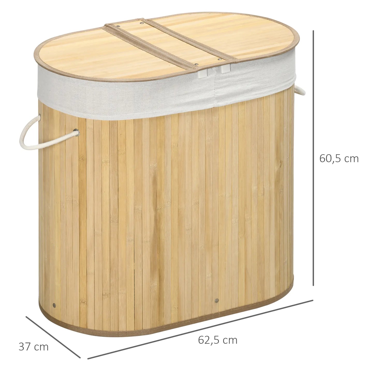 Nancy's Oriola Wasmand - Wasbox - Wassorteerder - Natuurlijk - Bamboe / Katoen - 100L