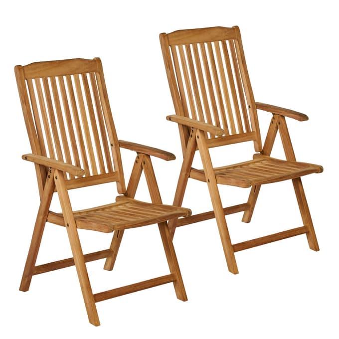 Nancy's Azurem Garden Chairs Set of 2 - Adjustable - Foldable - Ergonomic - Teak Wood