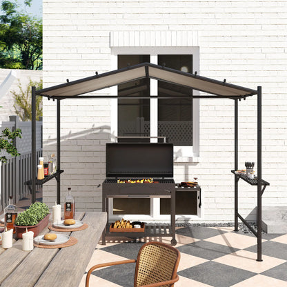 Nancy's Accumoli Bbq overkapping - Barbecue Paviljoen - Bbq afdak - Kaki - Staal - ± 275 x 150 x 230 cm